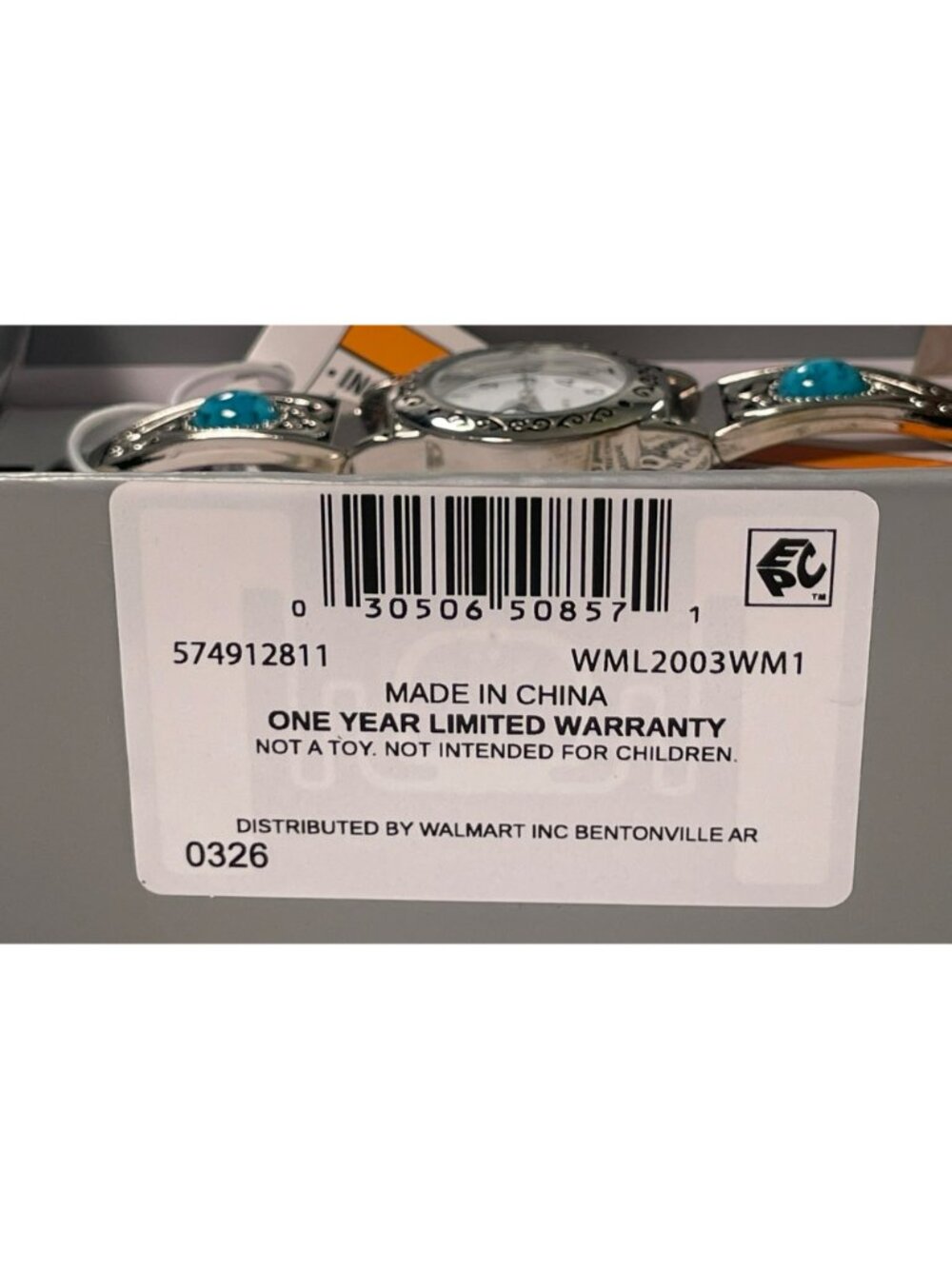 Time And Tru Women's Silver-Tone Turquoise Watch Stretch Band O/S BOXED NEW - Picture 6 of 6